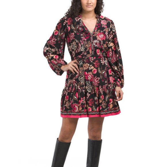 ADRIANNA PAPELL Blouson Sleeve Floral Mini Dress - Picture 2 of 4